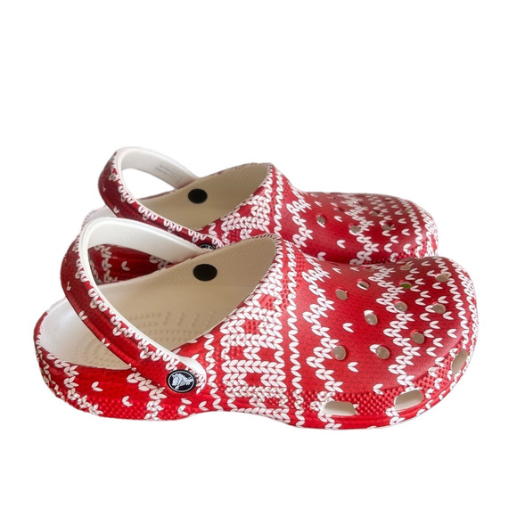 CROCS Classic Holiday Sweater Unisex Clog Size 10 or 8 - Picture 1 of 9